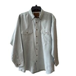 Men's Duck Head Micro Suede Shirt Size Large Light Sage Green Hiking Casual